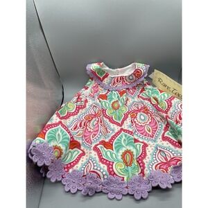 NWT Rare Too‎ Girl's Dress 24M Purple Green Pink Paisley Sundress missing panty